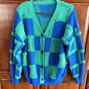 Chunky Checkered Cardigan